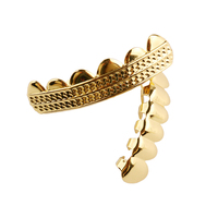 Dourado bronze de metal zíper ouro banhado hip hop dentes grillz