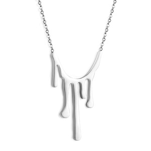 สร้อยคอจี้รูปทรงขี้ผึ้งสแตนเลสสตีลชุบไฟฟ้า สไตล์มินิมอลฮิปฮอป สำหรับแฟชั่น - Product Image 5