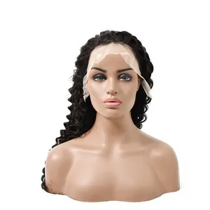 13*4 deep wave lace frontal wig raw mannequin head for wigs have different length in stock