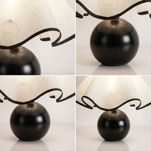 Lámpara <span class=keywords><strong>de</strong></span> Mesa con Tela con Volantes, Adecuada para Dormitorio y Sala <span class=keywords><strong>de</strong></span> Estar. Lámpara <span class=keywords><strong>de</strong></span> Mesa Wavecrest con Pantalla <span class=keywords><strong>de</strong></span> Lino Ondulado y Base <span class=keywords><strong>de</strong></span> Madera. - Product Image 6