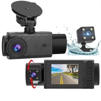 Caméra embarquée 3 canaux 1080P HD à double objectif avec écran IPS, WDR, surveillance de stationnement 24h/24, caméra de recul et dashcam