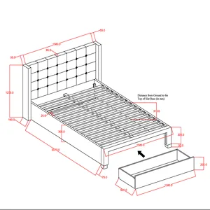 LVL板条储物床架，带抽屉的底部和按钮簇绒设计床头大号低价格