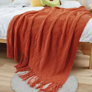Comy Fuzzy rumbai kustom selimut Sofa akrilik rajutan selimut lempar rajut untuk tempat tidur