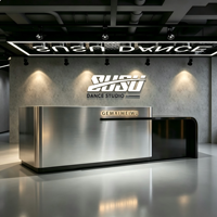 Comptoir de réception minimaliste moderne en acier inoxydable pour bar, studio de danse, salle de sport, salon de coiffure, magasin de vêtements, caisse de paiement