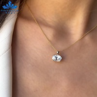 Pendentif en diamant de laboratoire taille ovale 1CT 1.5CT 2CT 2.5CT 3CT 3.5CT 4CT 5CT personnalisable avec collier en or, bijoux fins pour cadeau