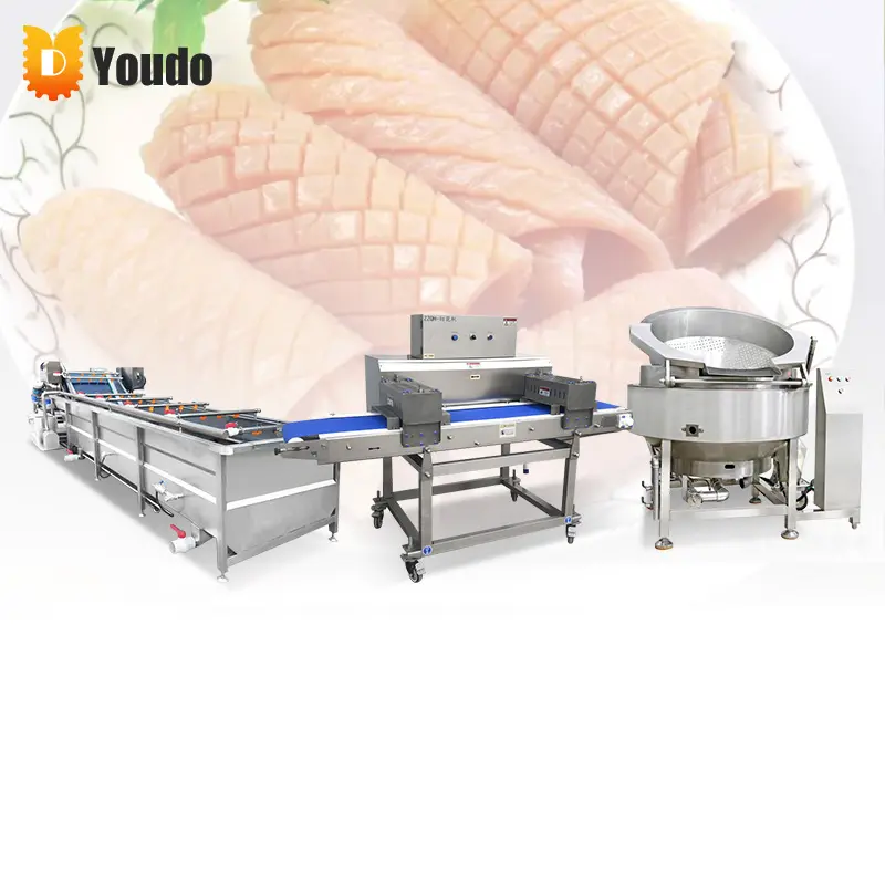 Automatic Seafood Squid Bubble Cleaning Blanching Ring Flower Cutting Machine Production Line For Processing Mussels Octopus
