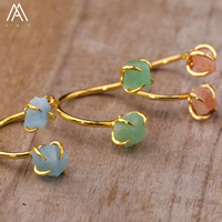 Double bague en cristal brut, bijoux délicats, améthyste, Citrine, aigue-marine, Fluorite, bagues Boho