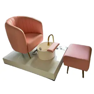 Kisen hot sale luxury cheap price pink whirlpool manicure pedicure chair with foot spa massage bowl for nail salon ready to ship