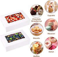 Boîtes en carton pour boulangerie avec fenêtre, en matériaux recyclés, emballage alimentaire pour gâteaux, friandises, tartes, chocolats, fraises, beignets, desserts