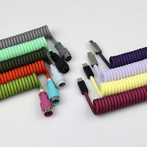 USB <span class=keywords><strong>a</strong></span> tipo <span class=keywords><strong>C</strong></span> GX16 Aviator Nylon trenzado Cable de datos en espiral Cable de teclado mecánico - Product Image 6