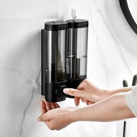 Dispenser sampo sabun kamar mandi manual, dispenser mewah 3 ruang untuk Pancuran Dinding sabun hotel