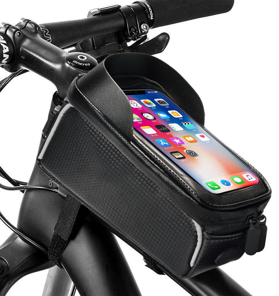 Bike Frame Bag, Bicycle Phone Holder Waterproof Cycling Front Top Tube  Pouch Bike Frame Phone Mount Pannier Crossbar Storage Bag