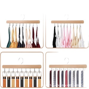Wooden Clothing Organizer <b>Hanger</b> With 9 Hooks For Bras Underwear And Scarves Closet Storage Rack Rectangle Shape Stainless - Product Image 5