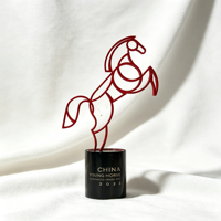 Trophée personnalisé en métal abstrait avec sculpture de cheval en ligne artística, base noire, souvenir d'événement équestre, cadeaux, logo personnalisé