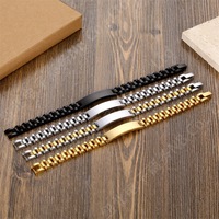 BINSHUO Bracelet Personnalisé en Acier Inoxydable Bijoux Homme Plaqué Or Gravure Laser Nom Personnalisé Bracelet Montre Vierge Bracelets d'Identification Hommes
