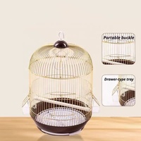 Nichoir portable pour oiseaux, nichoir coloré, durable, pour l'extérieur et l'intérieur, pour petits oiseaux de compagnie, cage à oiseaux circulaire plaquée or