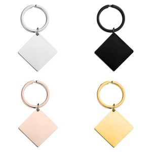 Gantungan Kunci Cermin Baja Anti Karat Persegi Terukir Kartu Bundar Kecil Liontin Kalung Anjing Aksesoris Personalisasi - Product Image 2