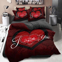 Housse de couette Design diamant brillant 100% microfibre draps de lit chauds rouge ensemble de literie impression numérique 3D draps de lit