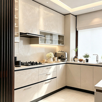 Muebles de Cocina de Madera Maciza Blanca Personalizados, Sistema de Muebles de Madera Sólida, Juego Completo para Villas y Proyectos Residenciales