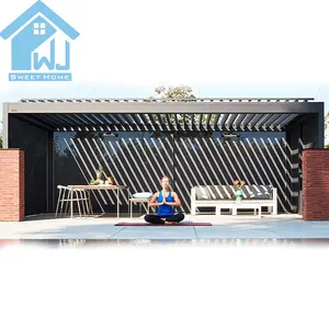 Penutup teras taman, 4m x 4m teras mewah kanopi atap Louver aluminium Pergola