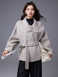 Nuovo Cappotto in Lana di <span class=keywords><strong>Yak</strong></span> con Collo Alto Elegante e Slim, Doppio Petto con Ampio Risvolto in Pizzo Vintage - Product Image 2