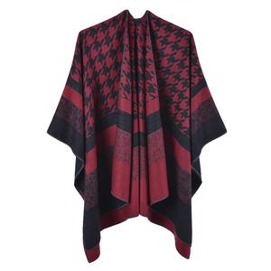 Vente en gros <span class=keywords><strong>de</strong></span> capes <span class=keywords><strong>poncho</strong></span> en <span class=keywords><strong>pied</strong></span>-<span class=keywords><strong>de</strong></span>-<span class=keywords><strong>poule</strong></span> pour femmes, nouveautés 2022, best-seller, <span class=keywords><strong>poncho</strong></span> en polaire à devant ouvert pour femmes - Product Image 2