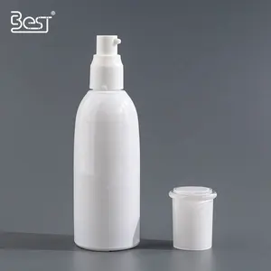 40ml 100ml kozmetik seti Toner temel Serum krem ince ağız plastik pompa ve kapak ile ince görünümlü beyaz cam şişe