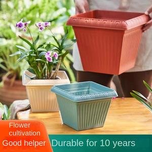 Nouveau pot de <span class=keywords><strong>fleur</strong></span> carré en résine pour balcon de style nordique jardinière de contrôle des racines à paroi épaisse durable pour roses vertes - Product Image 3