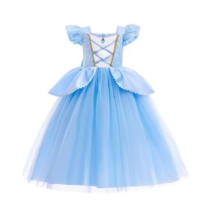Costume de princesse pour filles, déguisement de Cendrillon, robe de soirée en tulle, tenue de tutu pour enfant, Halloween, carnaval, fête d'anniversaire, scène AL058-W - Product Image 4