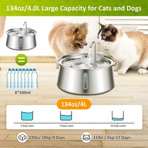 4L自动猫喷泉USB DC 5v不锈钢宠物饮水机大型猫饮水机 - Product Image 4