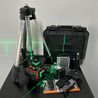 Niveau laser vert 4D 16 lignes à nivellement automatique, horizontal et vertical avec 2 piles rechargeables et trépied de 1.2m