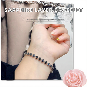 Bracelet à maillons en argent 925 plaqué rhodium noir avec pierre saphir classique KARATS pour tous les genres, mariage, fiançailles - Product Image 2
