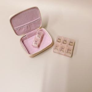 Custom PU Leather Mini <b>Pill</b> Case Travel Zipper <b>Pill</b> Organizer Case Fashionable 7 Day Weekly <b>Pill</b> <b>Box</b> - Product Image 3