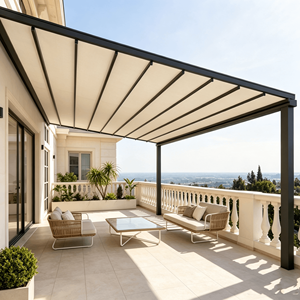 Toldo Retráctil <span class=keywords><strong>para</strong></span> Terraza con Vista al Océano, Pérgola <span class=keywords><strong>de</strong></span> Aluminio Adosada a la Pared, Toldo <span class=keywords><strong>de</strong></span> Lujo <span class=keywords><strong>para</strong></span> Exteriores, Protección UV e Impermeable - Product Image 1