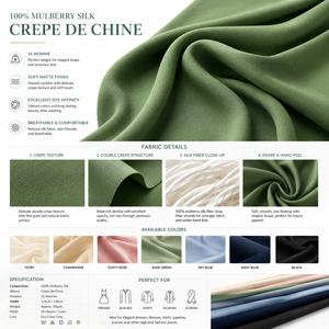 Tissu en Crêpe <span class=keywords><strong>de</strong></span> <span class=keywords><strong>Chine</strong></span> 100% Soie <span class=keywords><strong>de</strong></span> Mûrier Pure Grade 6A en Gros au Mètre 16 19 22 Momme OEKO-TEX pour Vêtements <span class=keywords><strong>de</strong></span> Luxe - Product Image 2