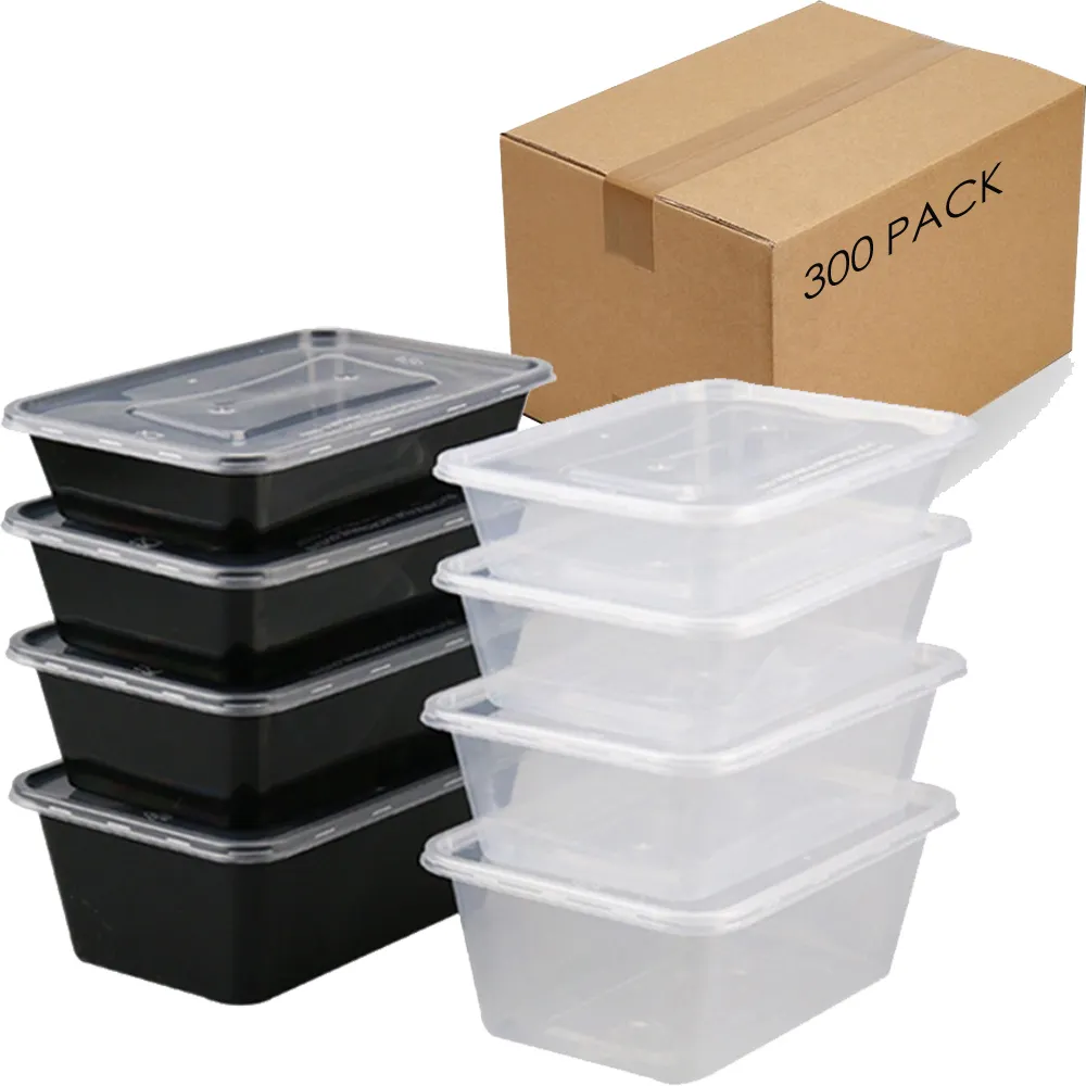 OEM Lunch Box Einweg 500ml Imbiss behälter Transparent Take Away 50 Stück Zopf Set