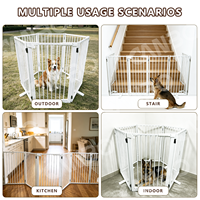 Barrière pour chien CanboPet pour grands chiens, barrière pliable en métal avec porte, barrière autoportante pour intérieur et extérieur