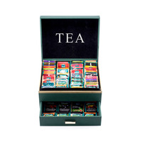 Boîte à thé en bois faite à la main Twinings Black de Jeddah, Arabie Saoudite, avec 8 compartiments, boîte à sachets de thé en MDF, gravure laser, couleurs personnalisables