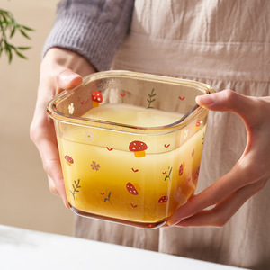 Boîte de conservation alimentaire carrée en verre borosilicate avec couvercle à clip, compatible micro-ondes, imprimé dessin animé, boîte à lunch - Product Image 3