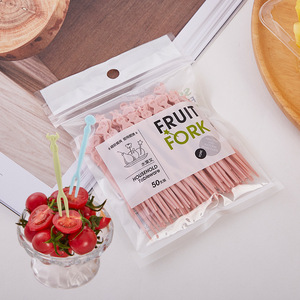 Fruit Fork Set 50 Pcs Disposable Plastic Pink Green Blue For Party Home Use Vegetables Salads Cakes - Product Image 1