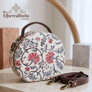 Sac à main rond de style vintage, fait main, imprimé floral, en coton, sac bandoulière bohème, vente en gros, exportation Inde - Product Image 4