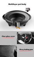 Machine à griller électrique 2 en 1, machine à fondue, barbecue, plaque de cuisson sans fumée, couvercle en verre et aluminium, commande manuelle, hôtel, voiture, 1200W, température