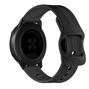 20MM cocok untuk Samsung Galaxy Watch4 tali jam tangan silikon cair gesper bagus garis warna Solid klasik