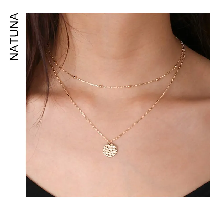 Collar de disco con nombre personalizado para mujer, gargantilla de plata 925 y oro de 14K, chapado doble, joyería de moda