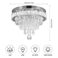 Plafonniers LED en cristal de luxe modernes, design européen, finition chromée IP66 pour salon et chambre à coucher