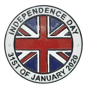 Placa Redonda con Diseño del Día de la Independencia para Montar en Pared o Puerta, Placa Decorativa con Estampado de la Bandera del Reino Unido, Artículos de Decoración para Pared - Product Image 1