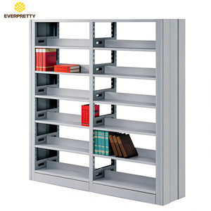 Meubles de bibliothèque scolaire, construction en acier, étagères double face, 5 niveaux, étagères de bibliothèque réglables - Product Image 3