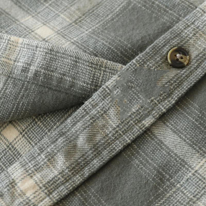 OEM Chemise à carreaux en flanelle épaisse à manches longues pour hommes Chemise boutonnée Automne Hiver Chemises en flanelle gris clair et crème de grande taille - Product Image 5