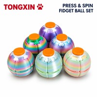 Balle anti-stress à pression et rotation, spinner segmenté métallique dégradé, jouet de bureau, soulagement du stress, concentration, objet de collection, cadeau, vente en gros TONGXIN