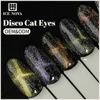 ICE NOVA Disco Cat Eye Diamond Glitter Gel Gel Réfléchissant Vernis À Ongles Paon Cat Eye UV/LED Gel Avec Service De Logo De Marque Privée